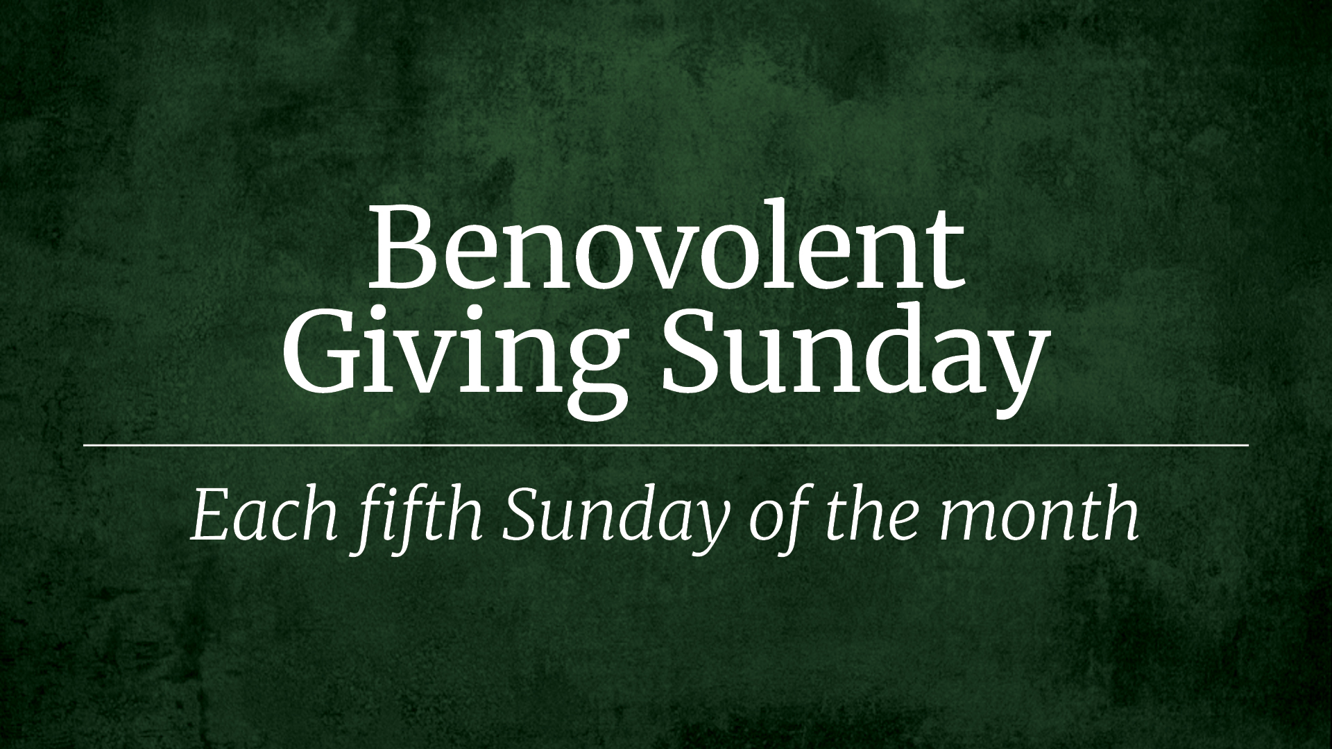 Benevolent Giving Sunday